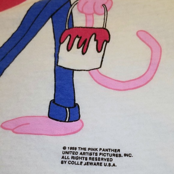 Vintage 90s Pink Panther Painted Hearts 1998 Single Stitch Shirt Valentines - Picture 3 of 15